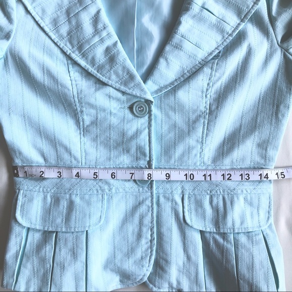 Light Aqua Slim Fit Blazer, Size 2 - Picture 7 of 15